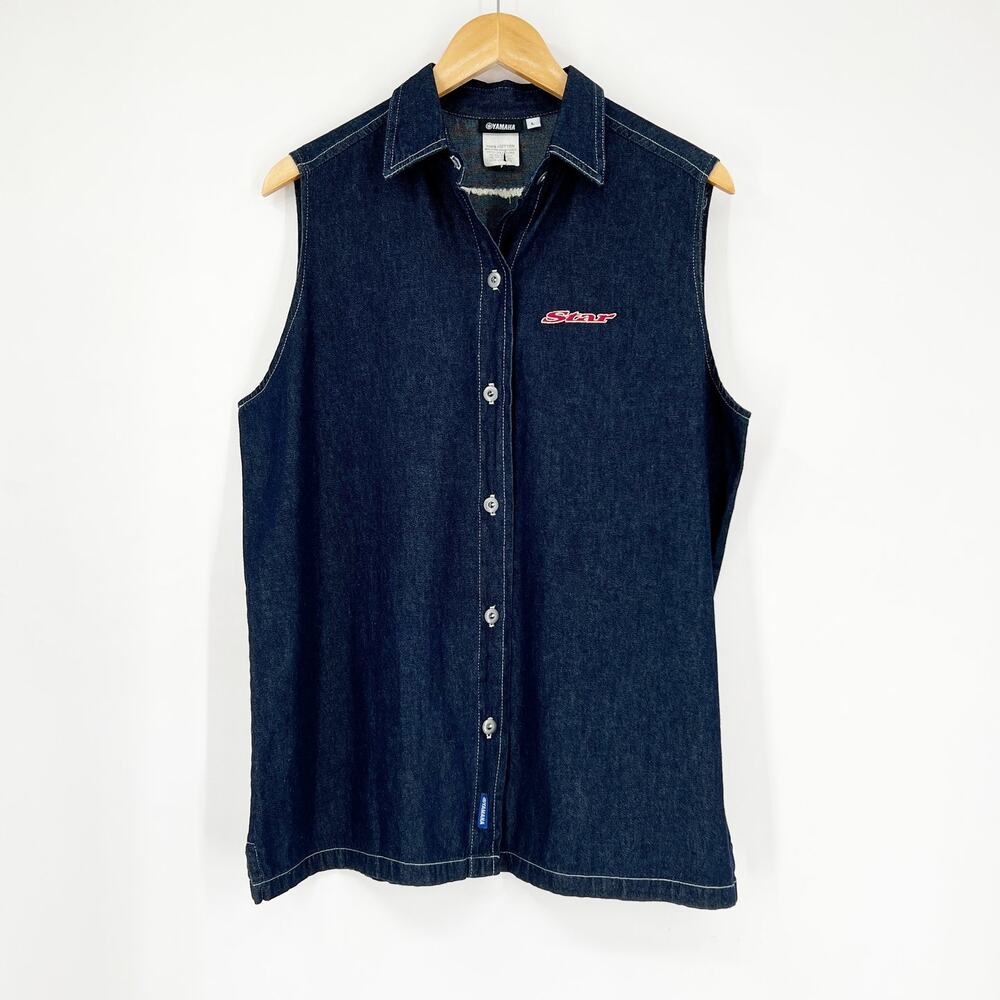 Vintage Yamaha Star Motorcycle Denim Vest Size Large